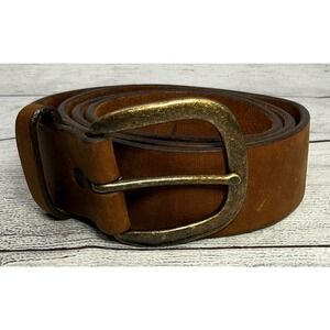 Justin Mens Top Grain Leather Belt 232BD Brown Brass Buckle Size 38 Made in USA
